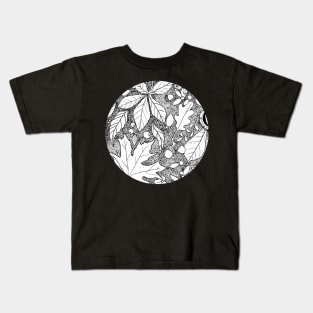 Inktober Autumn Leaves Kids T-Shirt